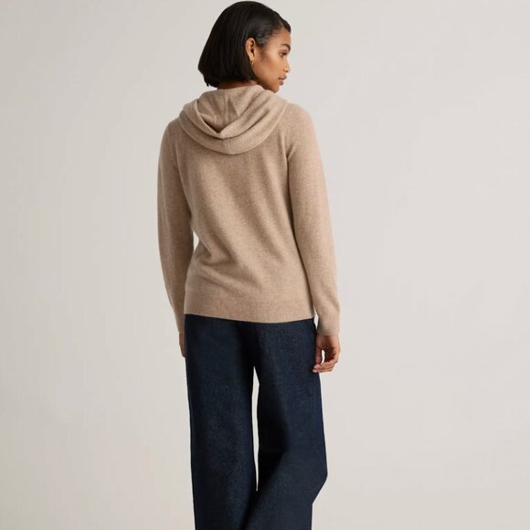 Quince Mongolian Cashmere Full-Zip Hoodie Oatmeal - Picture 3 of 5